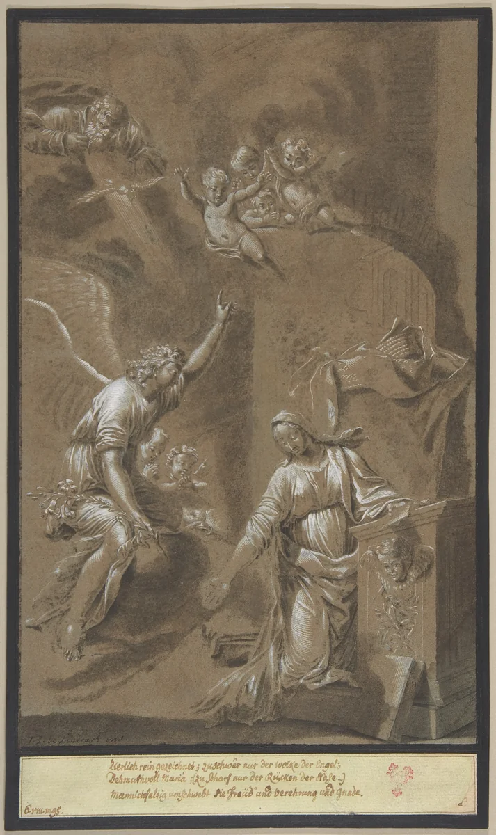 The Annunciation by Johann Jakob von Sandrart, drawing, 1650-1700