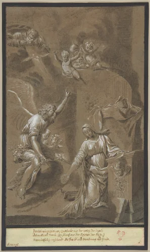 The Annunciation by Johann Jakob von Sandrart, drawing, 1650-1700