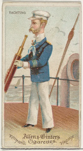 Yachting, from World's Dudes series (N31) for Allen & Ginter Cigarettes by Allen & Ginter, print, 1888