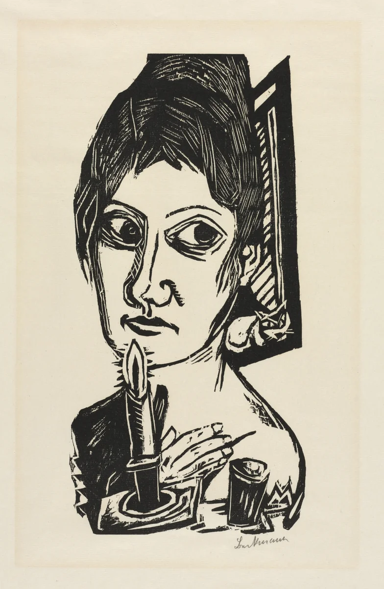 Woman with Candle by Max Beckmann, print, 1920