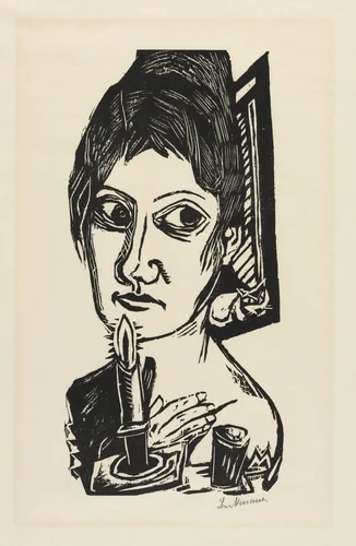 Woman with Candle by Max Beckmann, print, 1920