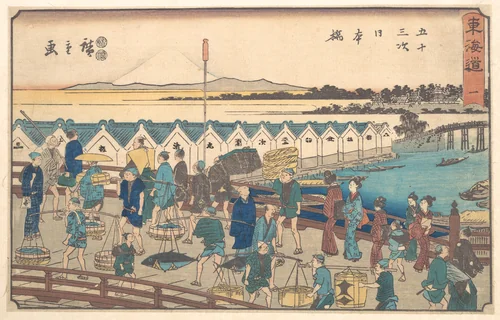 Nihon bashi by Utagawa Hiroshige (歌川広重), print, 1848-1849