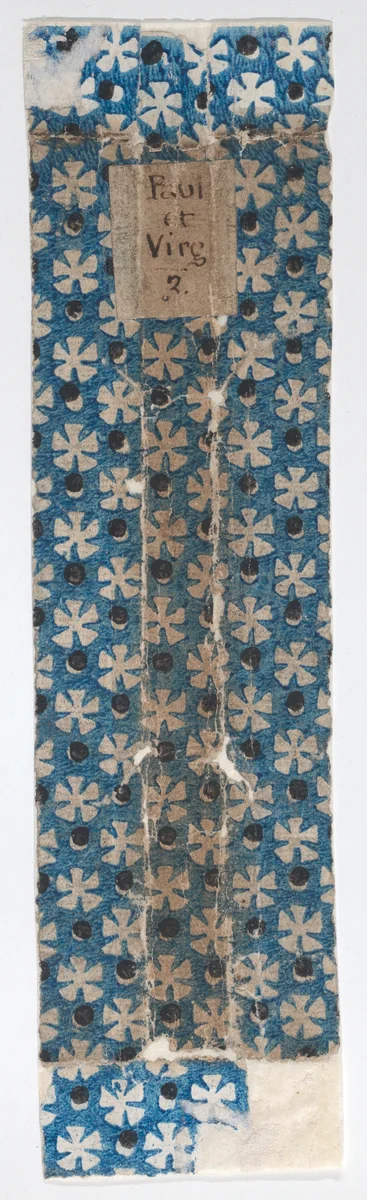 Book cover with overall pattern of stars or flower shapes and dots by anonymous, print, 1800-1900