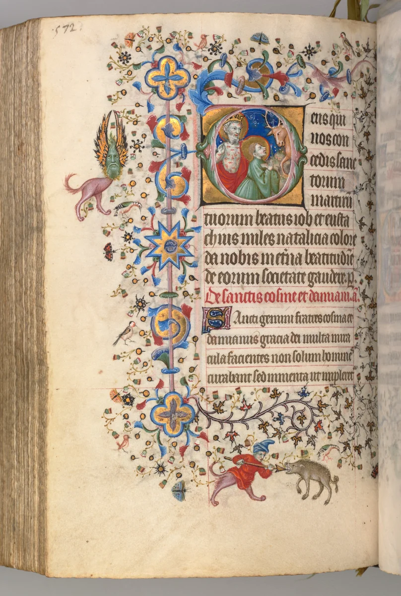 Hours of Charles the Noble, King of Navarre (1361-1425): fol. 280v, SS. Job and Eustace by Master of the Brussels Initials and Associates, book, 1400-1410