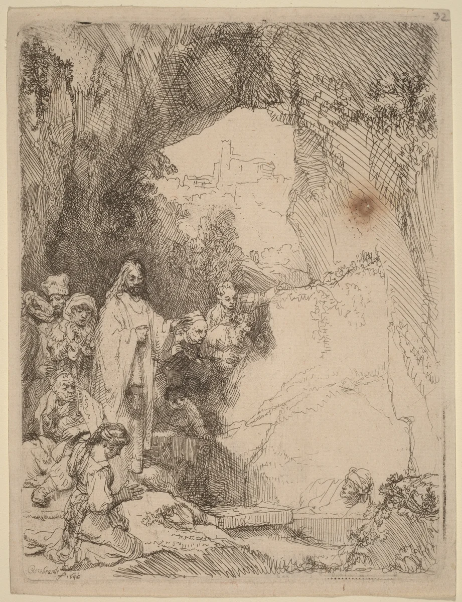 The Raising of Lazarus: Small Plate by Rembrandt van Rijn, print, 1642