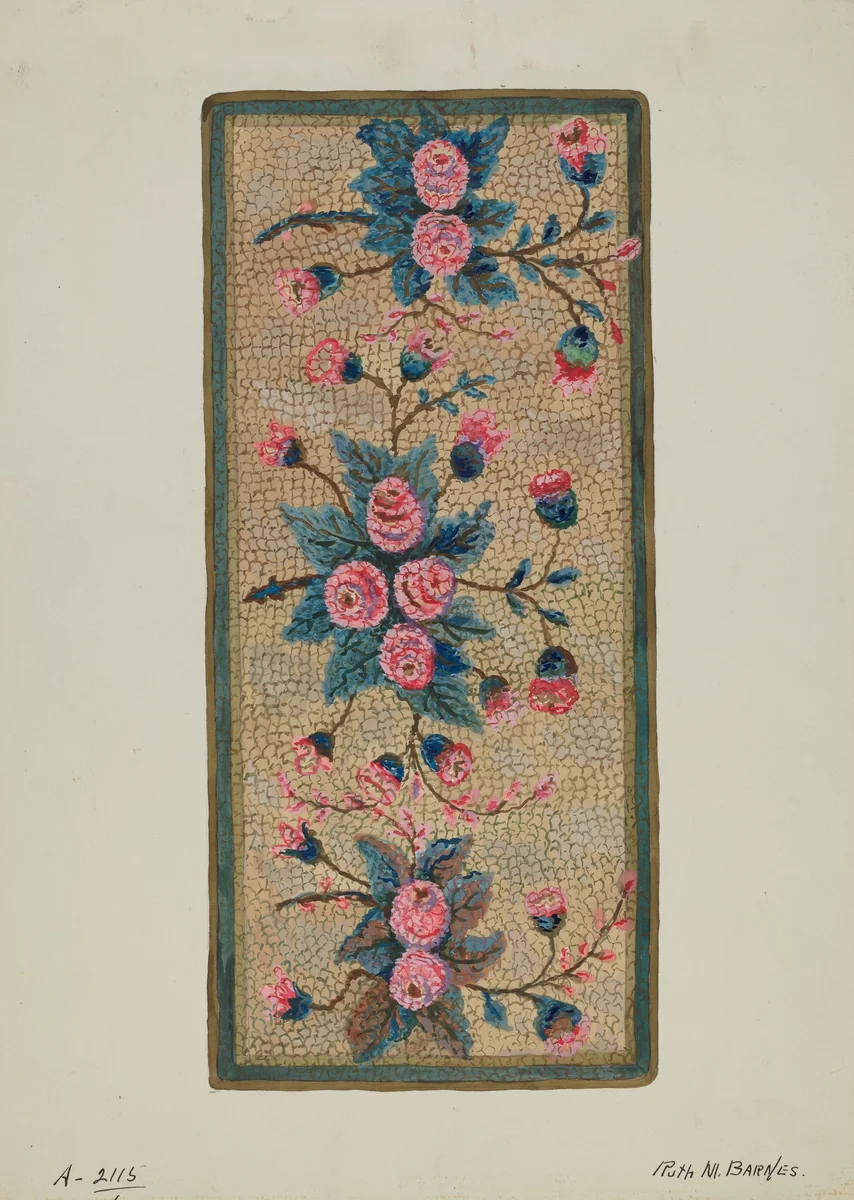 Hooked Rug by Ruth M. Barnes, index of american design, 1936