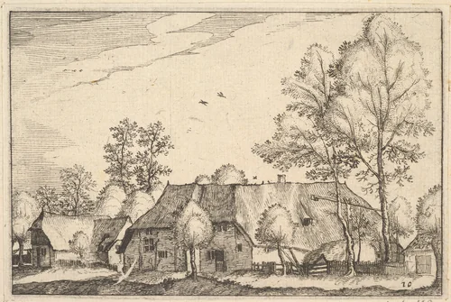 Large Farm, plate 10 from "Regiunculae et Villae Aliquot Ducatus Brabantiae" by Claes Jansz Visscher, print, 1605-1615