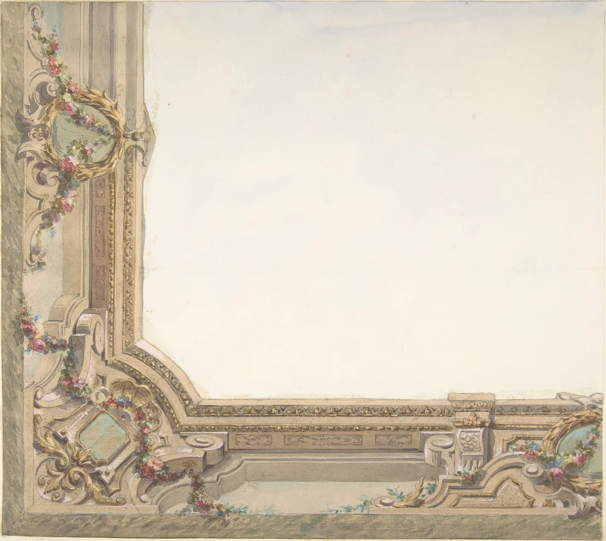 Design for Hall Ceiling, Hôtel de Trévise by Jules-Edmond-Charles Lachaise, drawing, 1850-1900