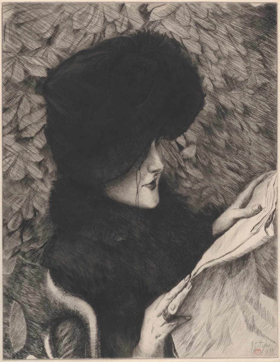 The Newspaper by James Tissot, print, 1883