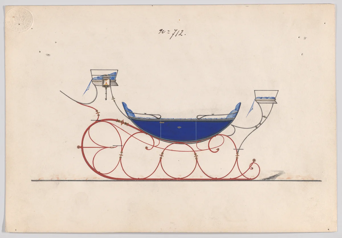 Vis-a-Vis Sleigh #712 by Brewster & Co., drawing, 1875-1885