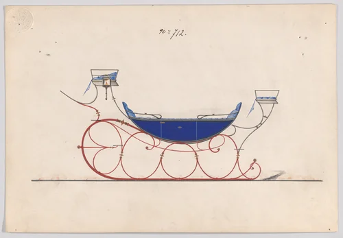 Vis-a-Vis Sleigh #712 by Brewster & Co., drawing, 1875-1885
