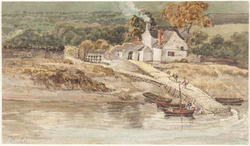 Landing Place near Tintern Abbey by James Ward, drawing, 1802