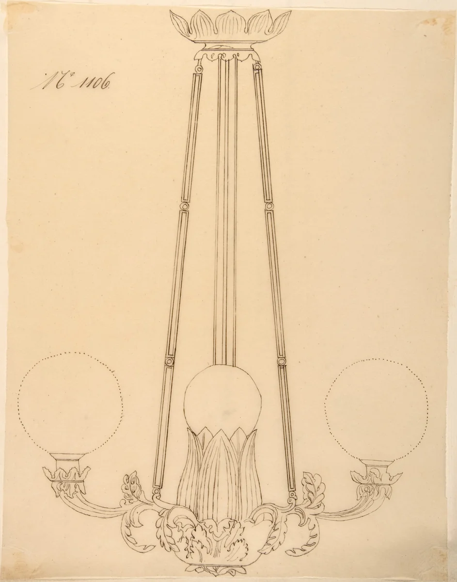 Design for a Chandelier by anonymous, drawing, 1800-1899