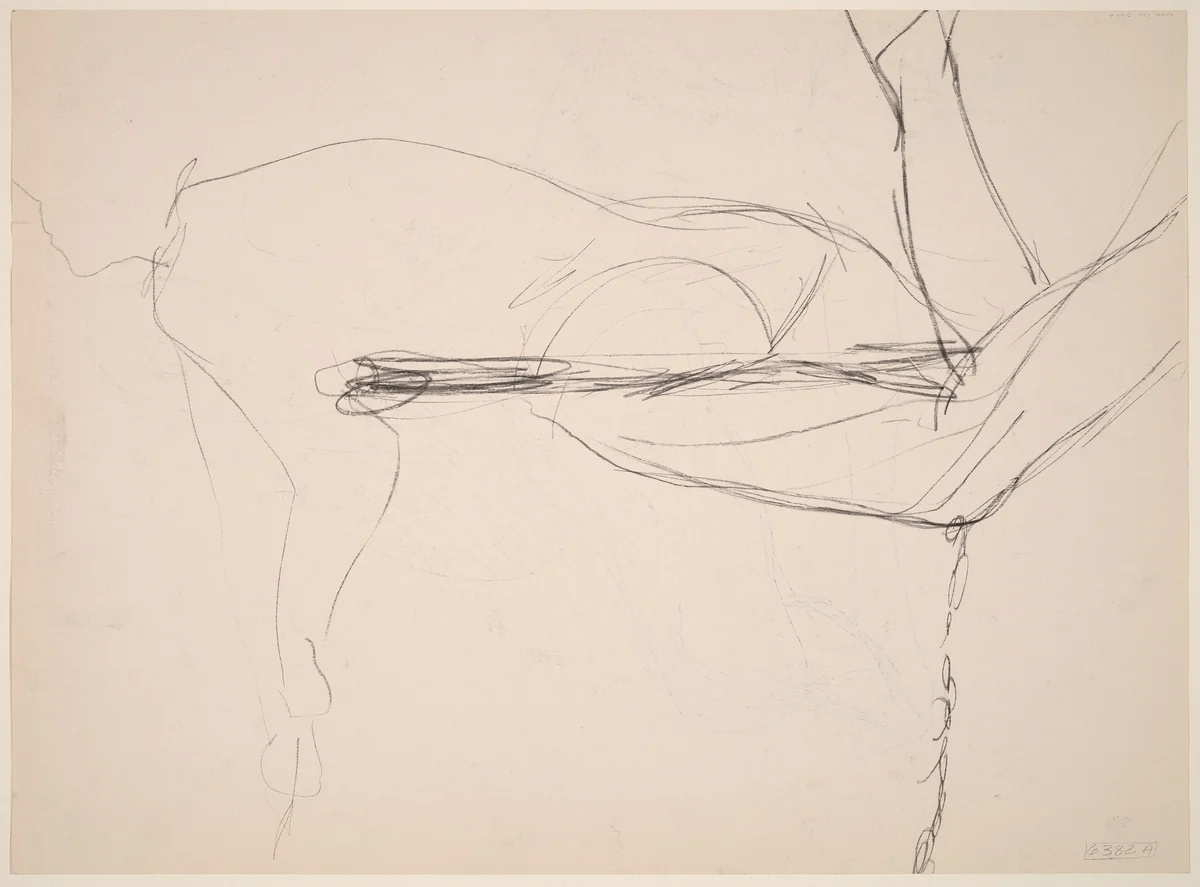 Untitled [figure on a swing] [recto] by Richard Diebenkorn, drawing, 1955-1967
