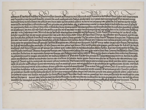 Explanatory Text, Part II, from the Arch of Honor, proof, dated 1515, printed 1517-18 by Hieronymus Andreae, print, 1515