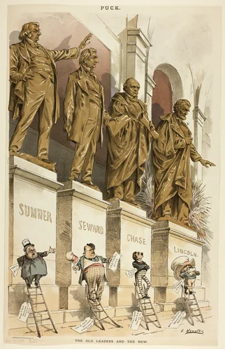 The Old Leaders and the New by Joseph Keppler, print, 1858-1894