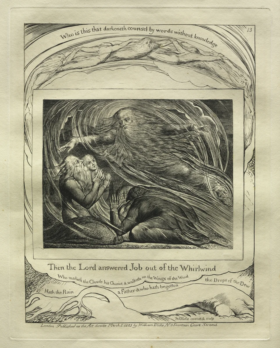 The Book of Job: Pl. 13, Then the Lord answered Job out of the Whirlwind by William Blake, print, 1825