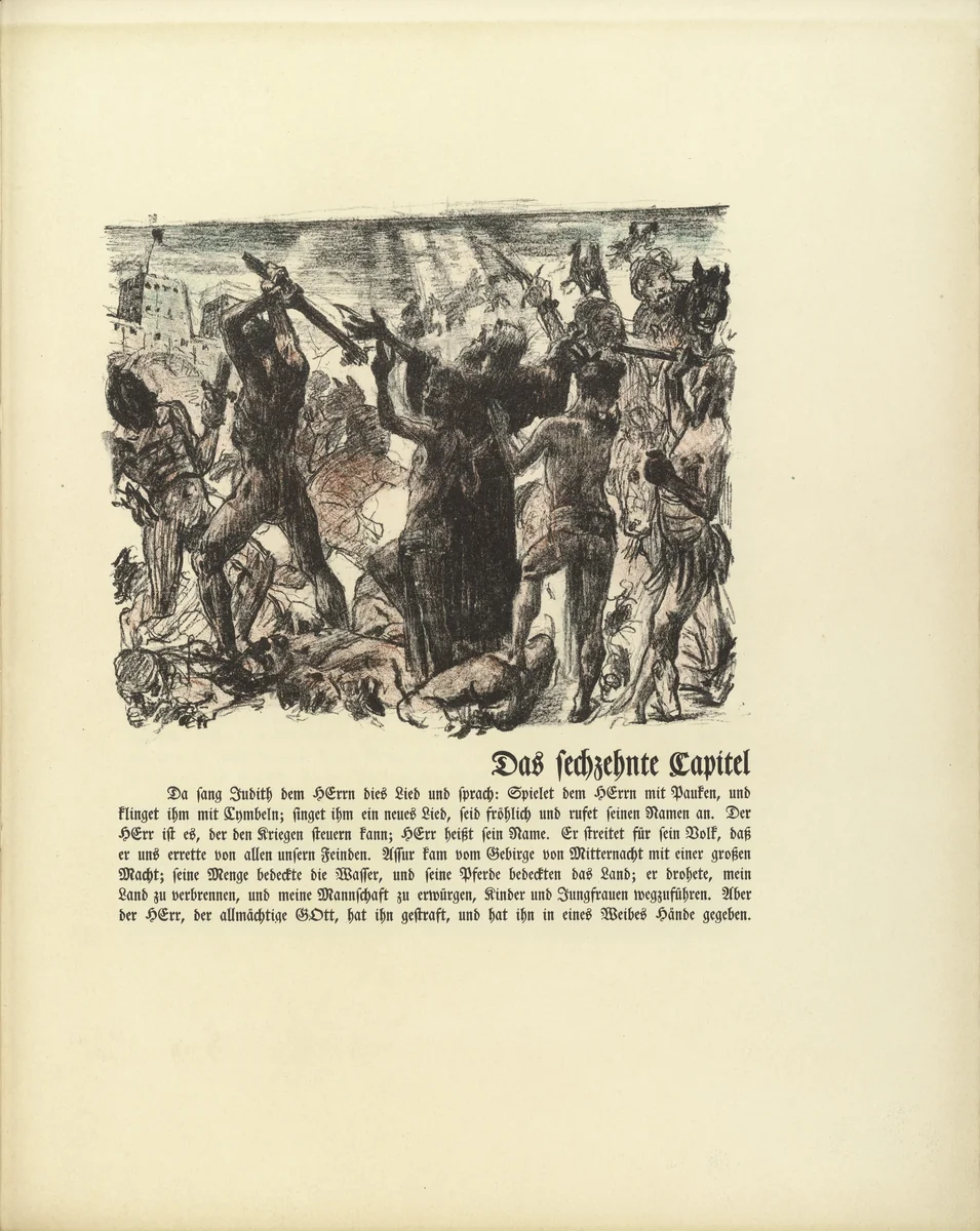 The Battle of the Jews (Der Kampf der Juden) (plate, folio 32) from Das Buch Judith (The Book of Judith) by Lovis Corinth, illustrated book, 1910