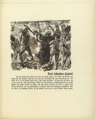 The Battle of the Jews (Der Kampf der Juden) (plate, folio 32) from Das Buch Judith (The Book of Judith) by Lovis Corinth, illustrated book, 1910