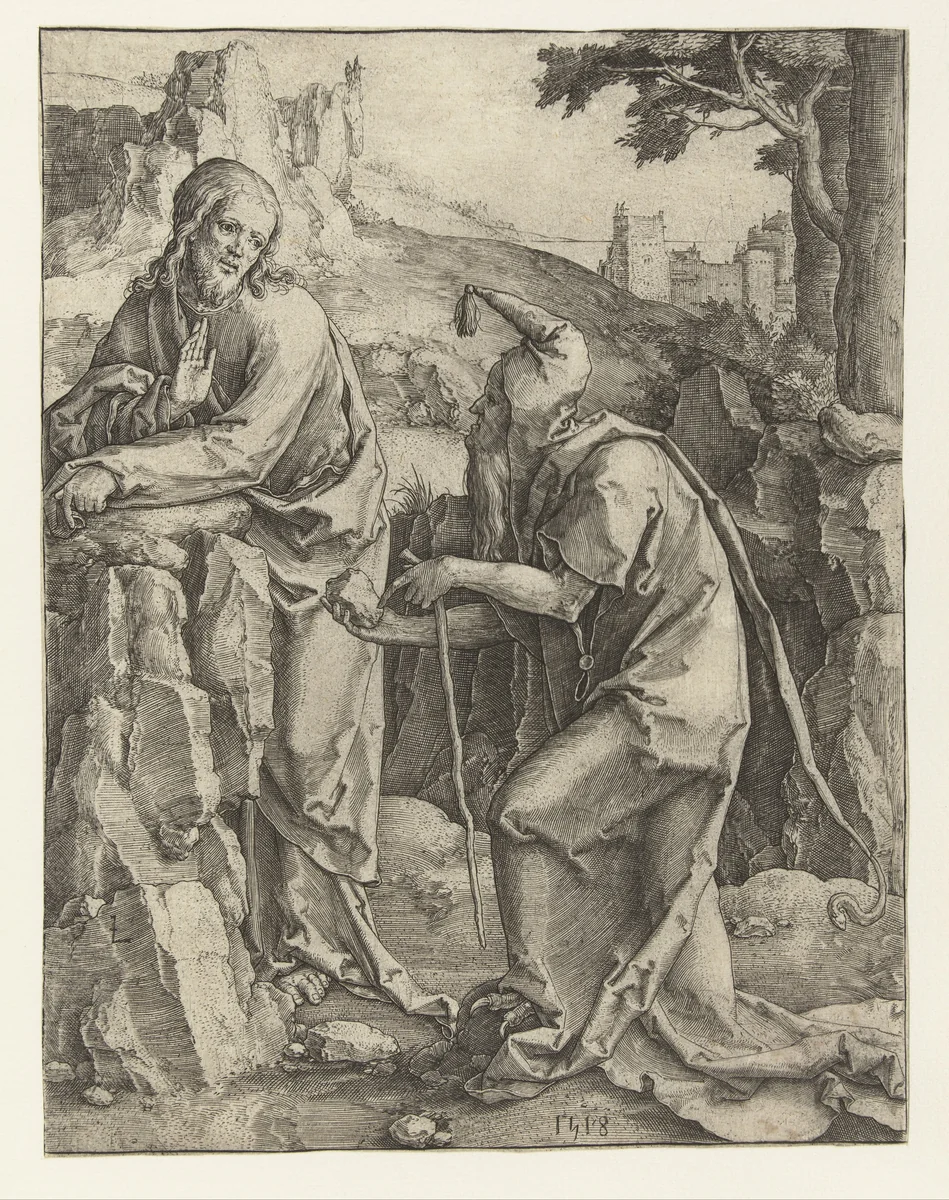 De verzoeking van Christus by Lucas van Leyden, print, 1518