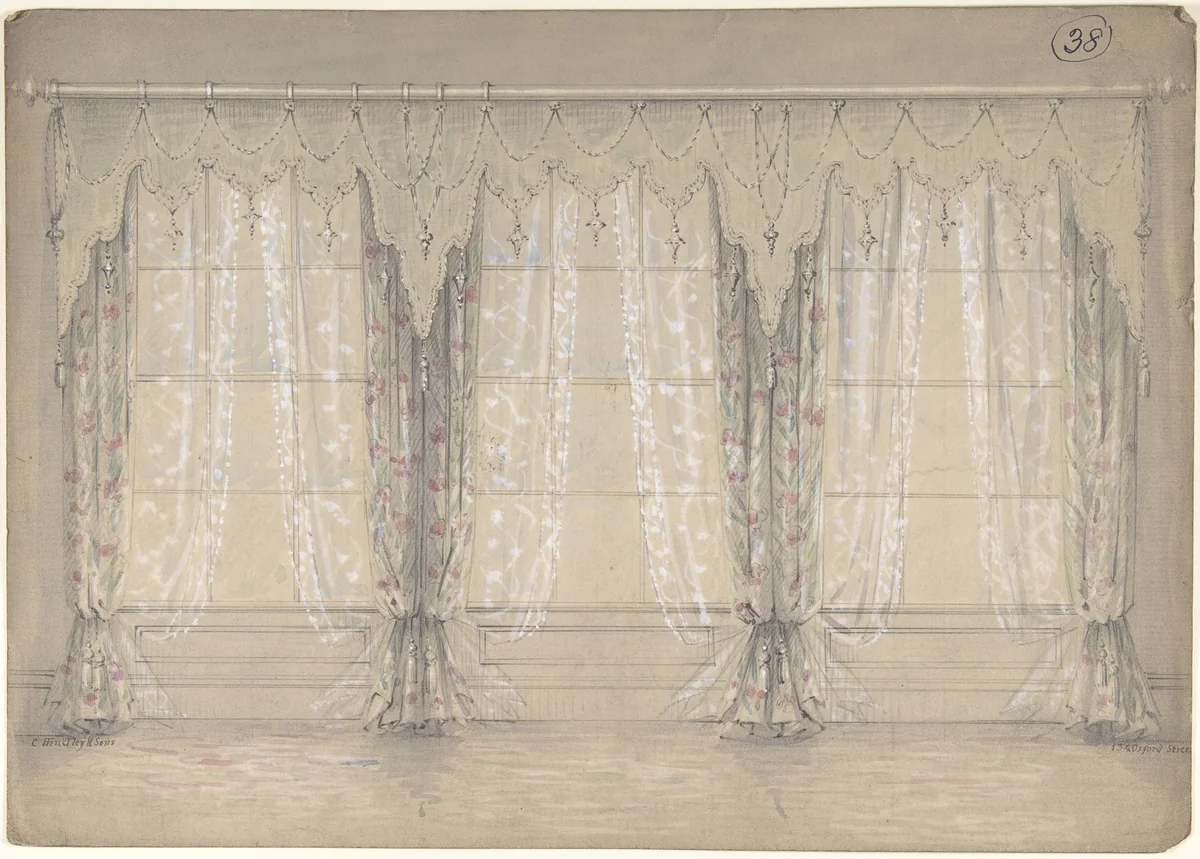 Design for a Wall with Three Windows by Charles Hindley and Sons, drawing, 1841-1884