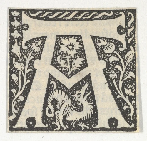 Decorated Roman alphabet by anonymous, print, 1485-1499