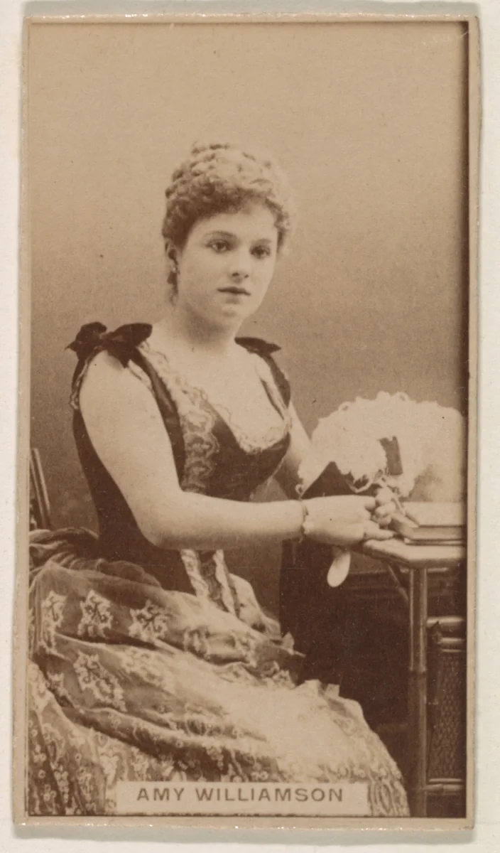 Amy Williamson, from the Actresses series (N245) issued by Kinney Brothers to promote Sweet Caporal Cigarettes by Kinney Brothers Tobacco Company, photograph, 1890