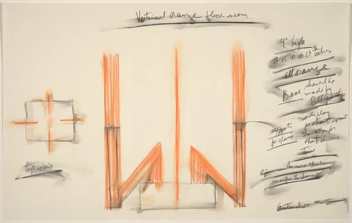 Vertical Orange Floor Neon by Stephen Antonakos, drawing, 1965