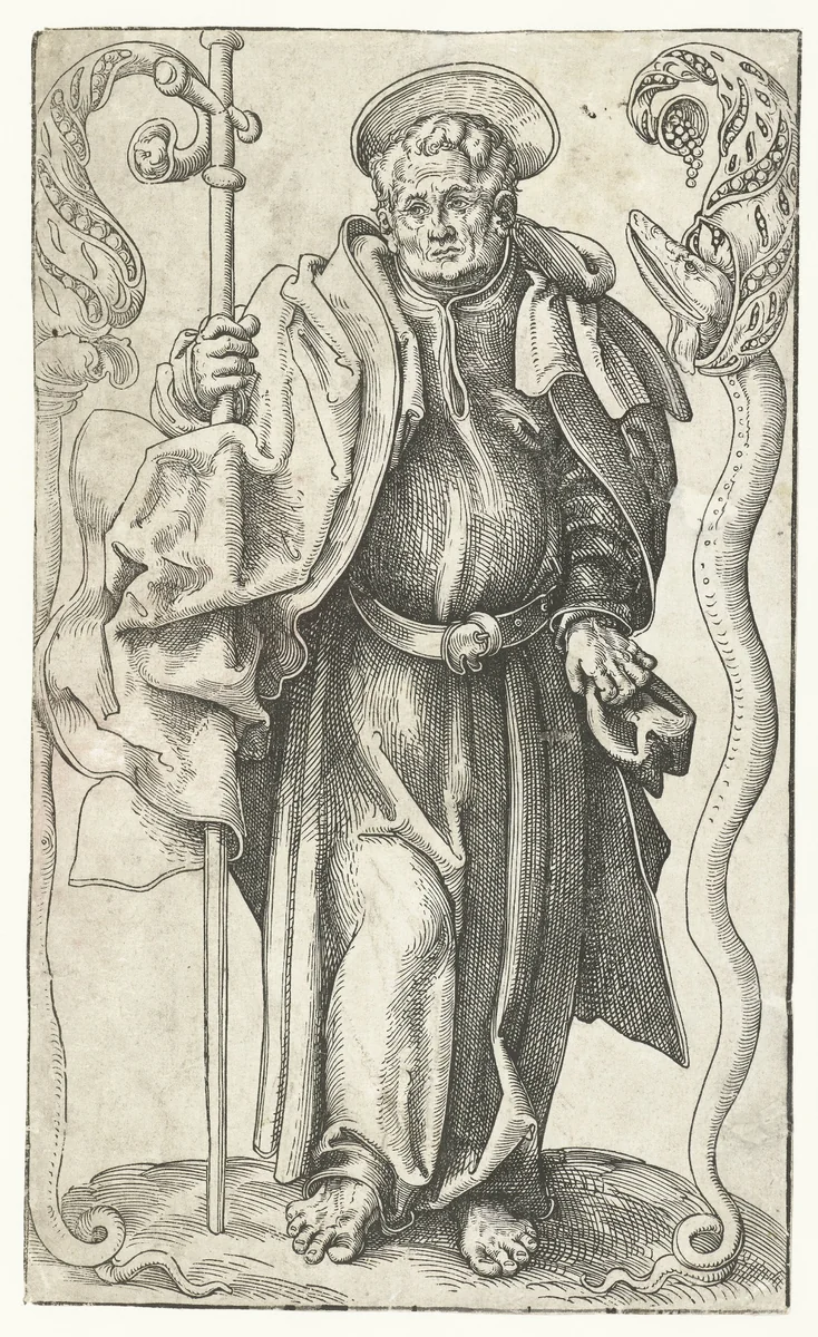 Filippus met kruis en slang by Lucas Cranach, print, 1510-1515