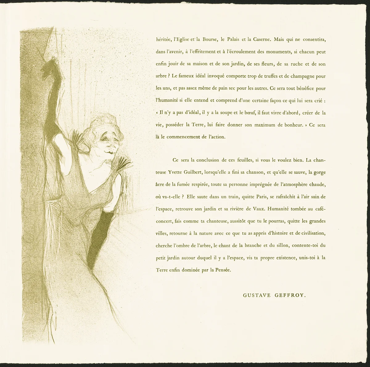 Yvette Guilbert by Henri de Toulouse-Lautrec, print, 1894