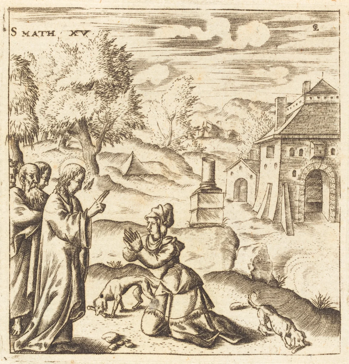 The Canaanite Woman by Léonard Gaultier, print, 1576-1580