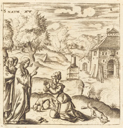 The Canaanite Woman by Léonard Gaultier, print, 1576-1580