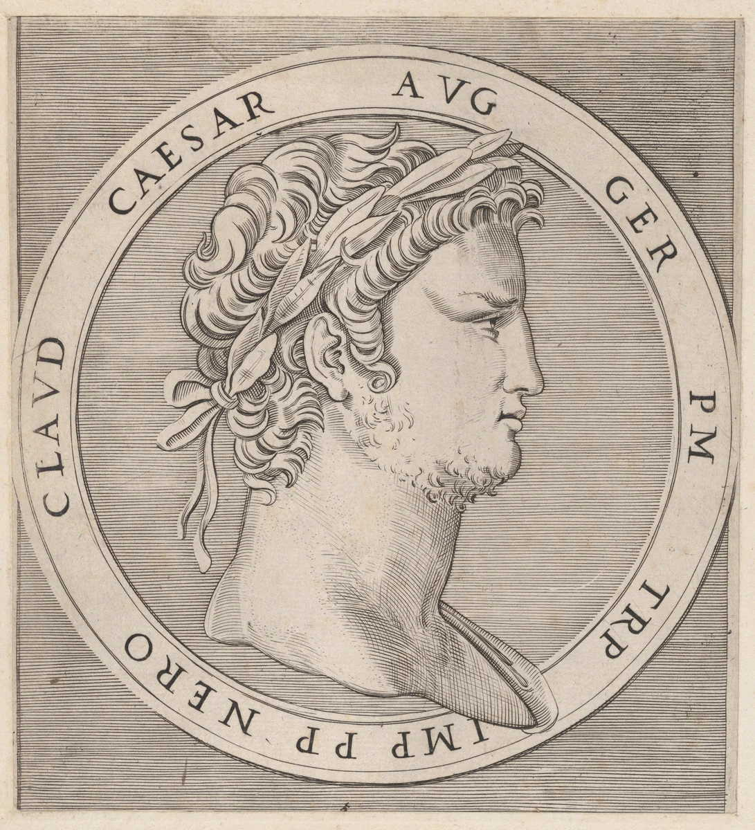 Nero, from The Twelve Caesars, from "Speculum Romanae Magnificentiae" by Marcantonio Raimondi, print, 1495-1539