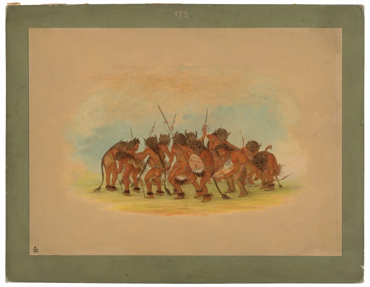 Buffalo Dance - Mandan by George Catlin, painting, 1861