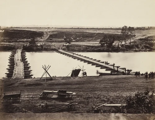 Pontoon Bridge Across the Rappahannock by Alexander Gardner, Timothy O'Sullivan, photograph, 1863