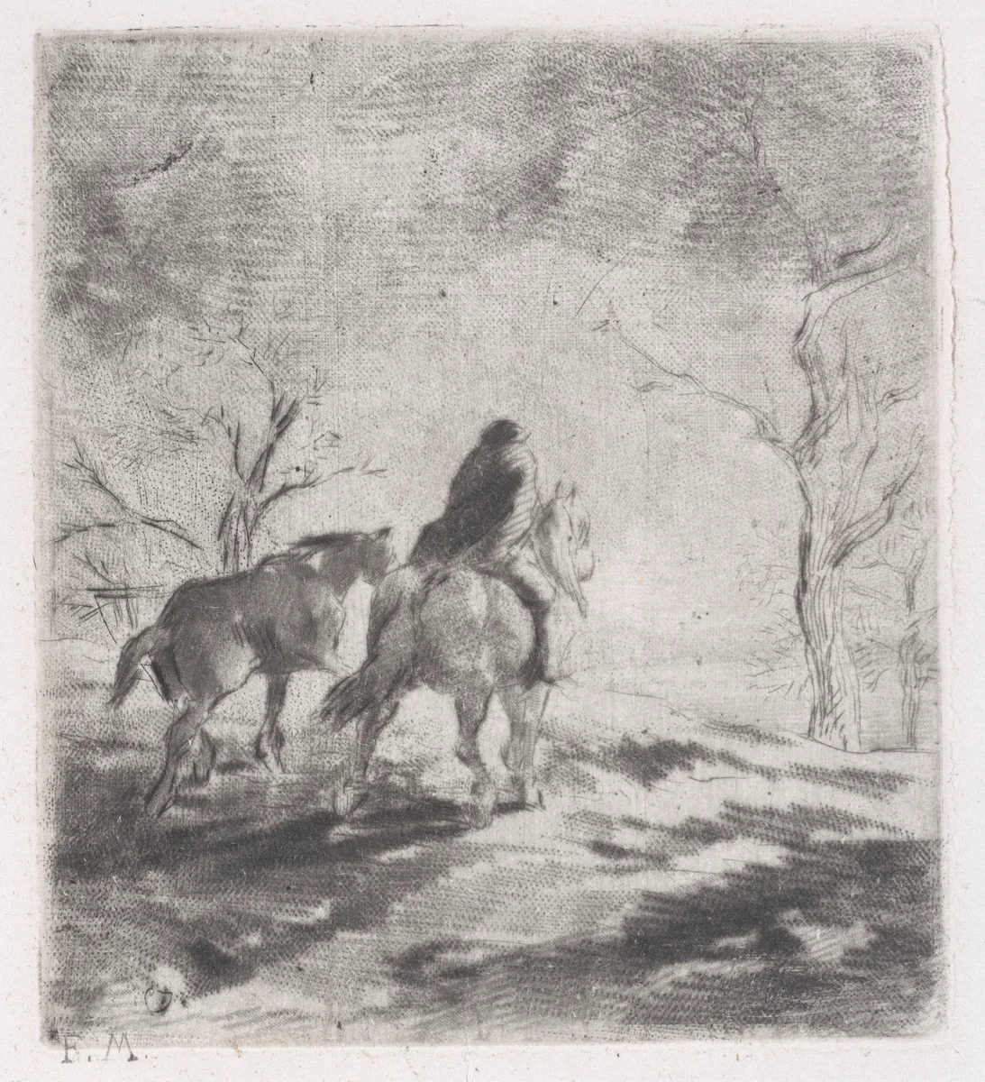 The Watering Hole by Charles Jacque, print, 1848