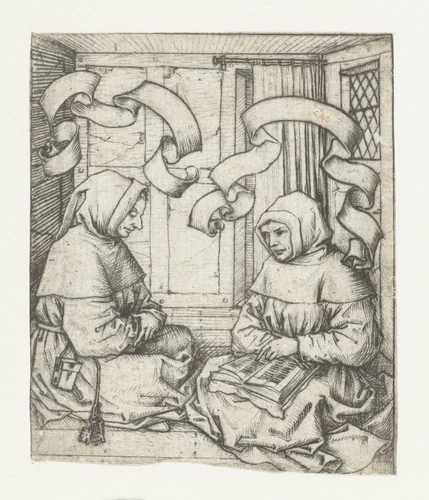 Twee monniken by Meester van het Amsterdamse Kabinet, print, 1478-1482