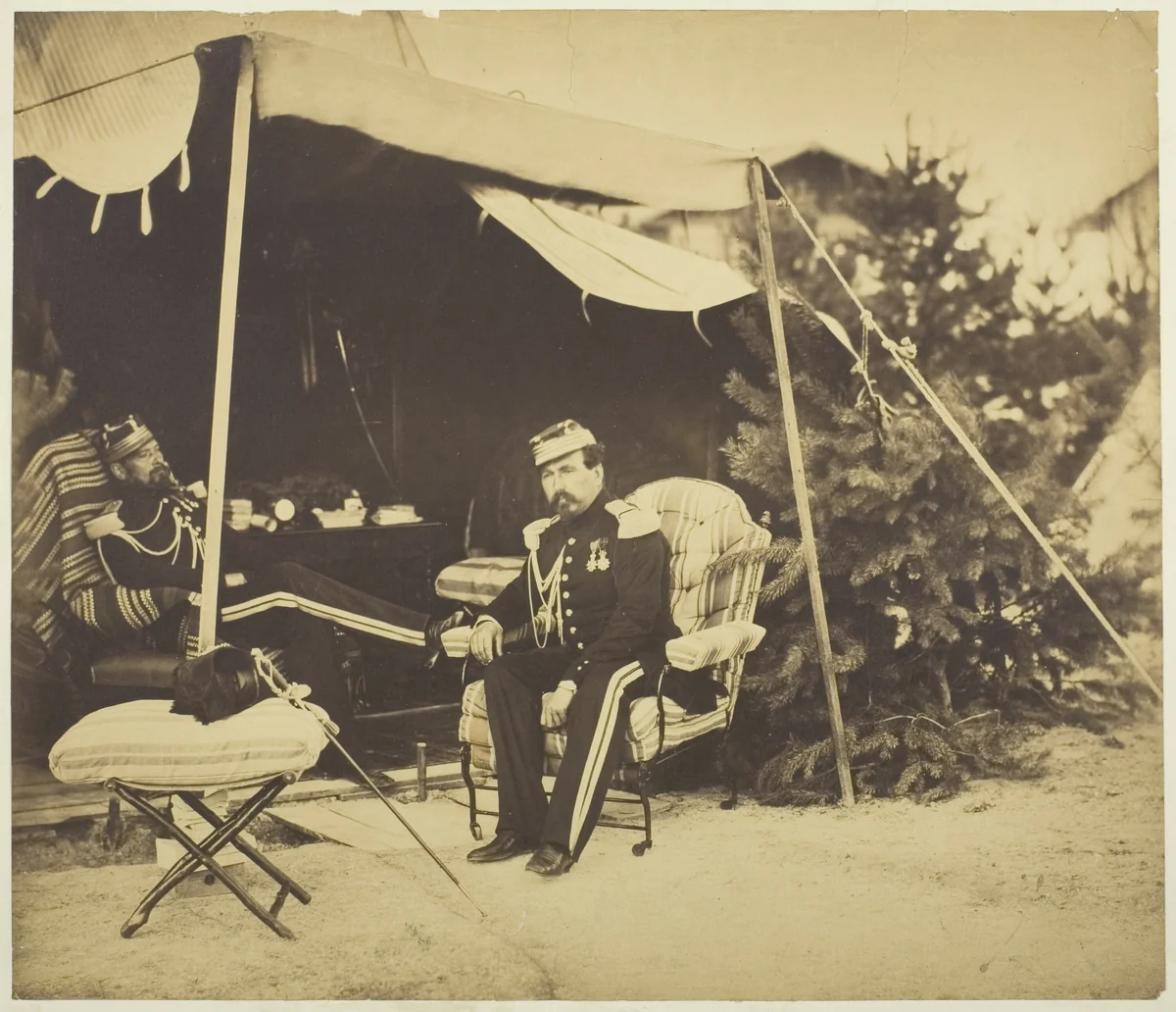 Officers Seated at a Tent, Camp de Châlons by Gustave Le Gray, photograph, 1857