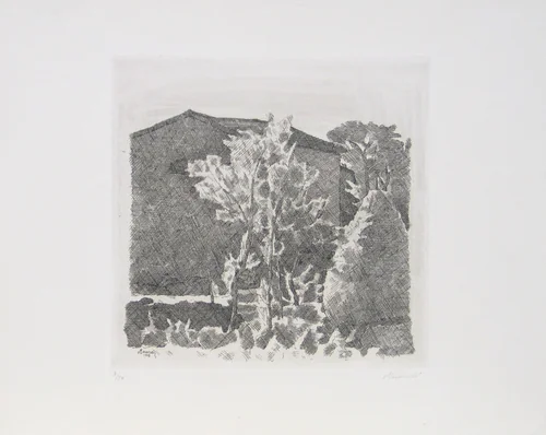 II Poggio al mattino (Hillside in the Morning) by Giorgio Morandi, print, 1928