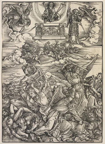 Revelation of St. John: The Four Destroying Angels by Albrecht Dürer, print, 1511
