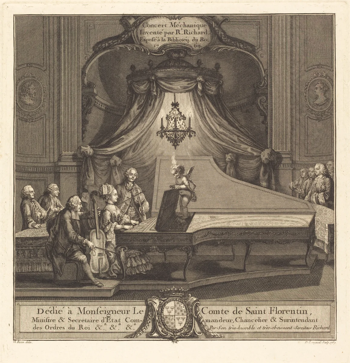 Le concert mecanique by Joseph de Longueil; Charles Eisen, print, 1769