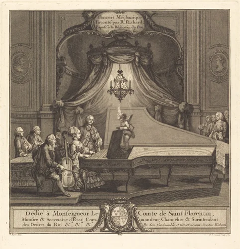 Le concert mecanique by Joseph de Longueil; Charles Eisen, print, 1769