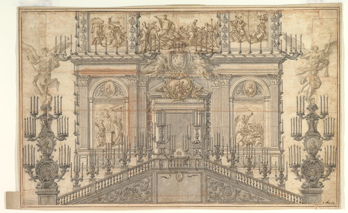 Festival decoration by Antonio Gherardi, drawing, 1660-1702
