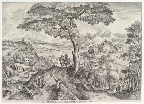 Soldiers at Rest (Milites requiescentes), from "The Large Landscapes" by Johannes van Doetecum, print, 1550-1560
