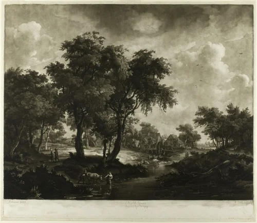 River and Rural Scene by Richard Earlom, print, 1769