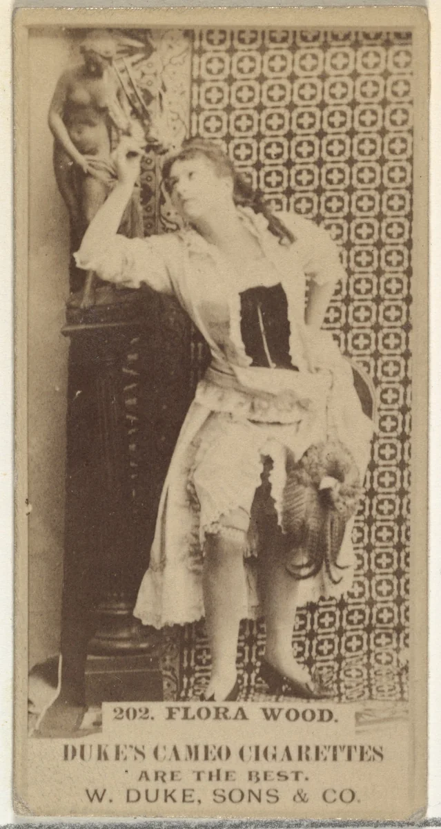 Card Number 202, Flora Wood, from the Actors and Actresses series (N145-5) issued by Duke Sons & Co. to promote Cameo Cigarettes by W. Duke, Sons & Co., photograph, 1880-1889