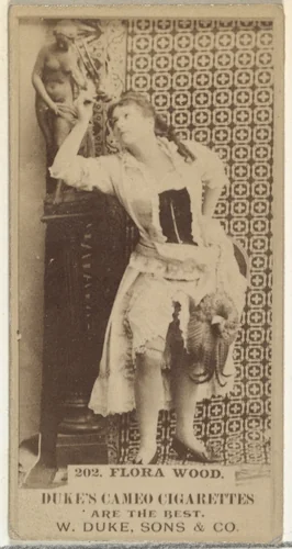 Card Number 202, Flora Wood, from the Actors and Actresses series (N145-5) issued by Duke Sons & Co. to promote Cameo Cigarettes by W. Duke, Sons & Co., photograph, 1880-1889