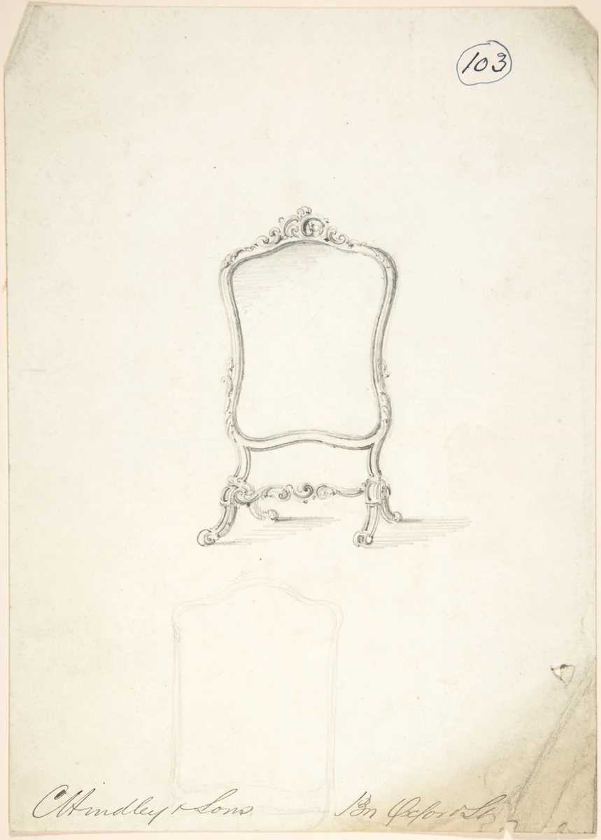 Design for a Standing Frame by Charles Hindley and Sons, drawing, 1841-1884