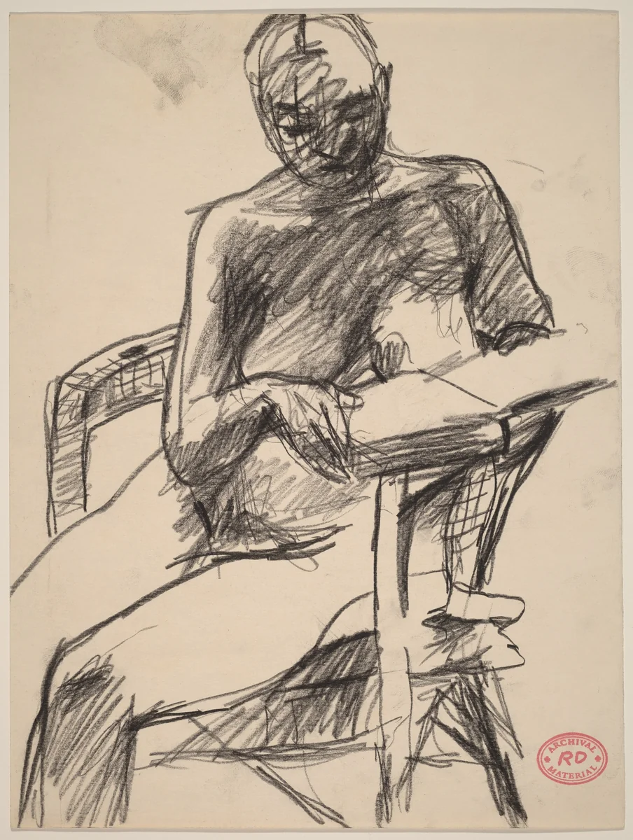 Untitled [nude seated in an armchair reading a book] by Richard Diebenkorn, drawing, 1955-1967