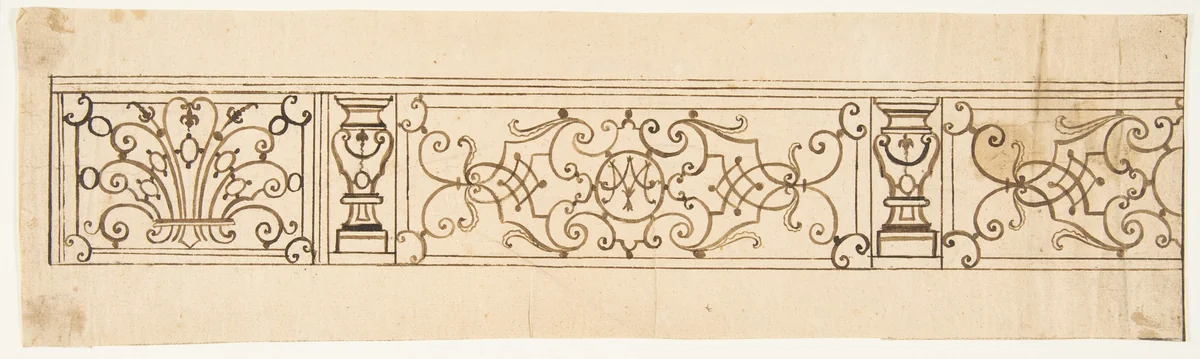 Design for an Iron Railing by anonymous, drawing, 1800-1899